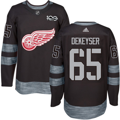 Adidas Red Wings #65 Danny DeKeyser Black 1917-100th Anniversary Stitched NHL Jersey - Click Image to Close